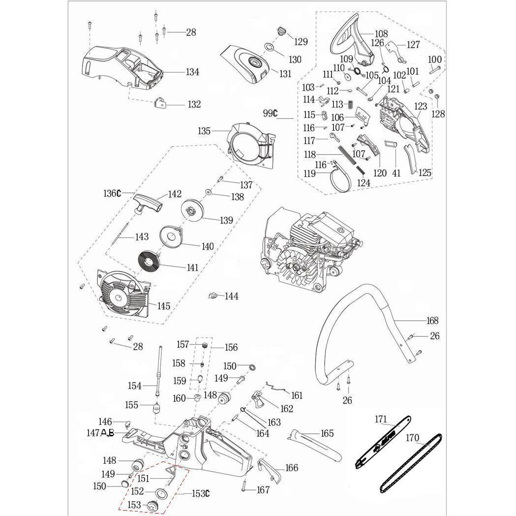 Бензиновая пила (бензопила) ЗЦПБ-490-450