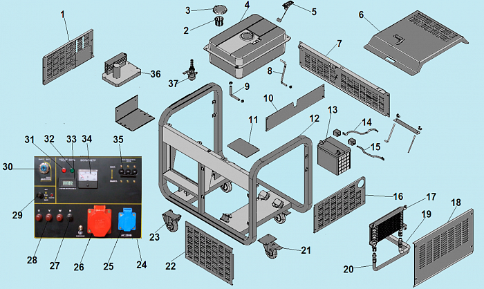 2 БАК - АККУМУЛЯТОР ГЕНЕРАТОР CHAMPION DG10000E-3