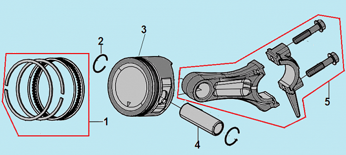 6 ПОРШЕНЬ - ШАТУН ГЕНЕРАТОР CHAMPION GG2000